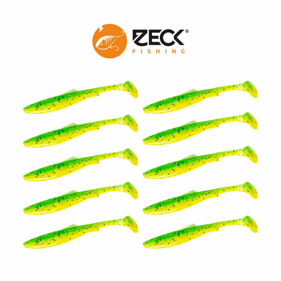 10 Zeck Dude Gummifische Barsch 7,6 cm Kiwi Lemon