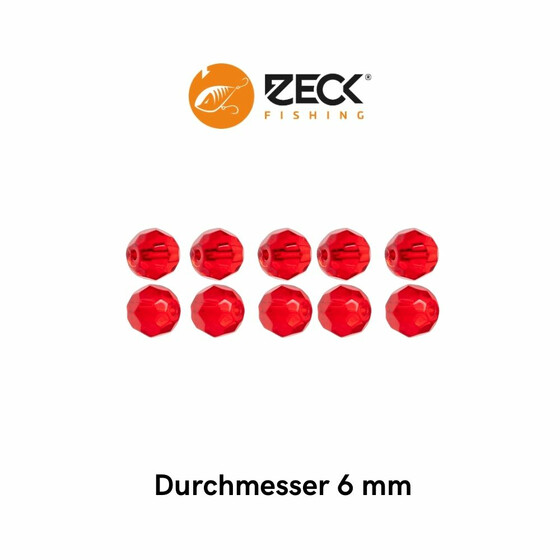 Glasperlen Angeln geschliffen Zeck Glass Beads rot 6 mm