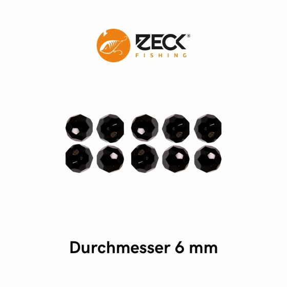 Glasperlen Angeln geschliffen Zeck Glass Beads schwarz 6 mm