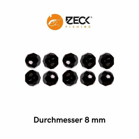 Glasperlen Angeln geschliffen Zeck Glass Beads schwarz 8 mm