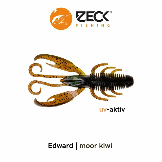 5 Gummikrebse Gummikder Zeck Edward 8,9 cm Moor Kiwi uv-aktiv