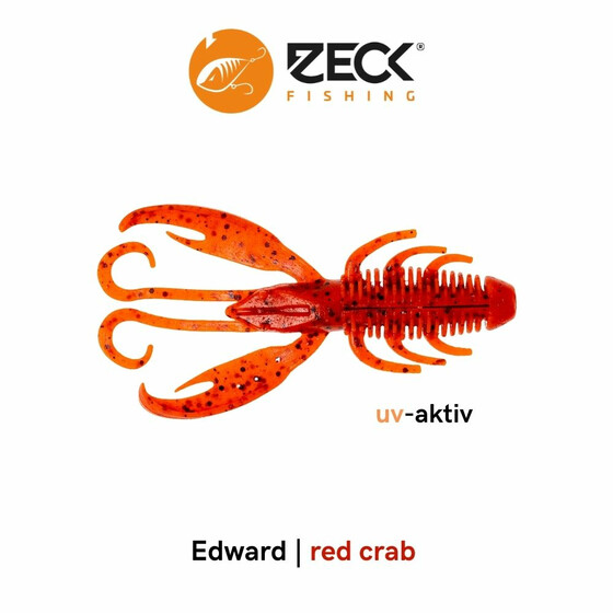 5 Gummikrebse Gummikder Zeck Edward 8,9 cm Red Crab uv-aktiv