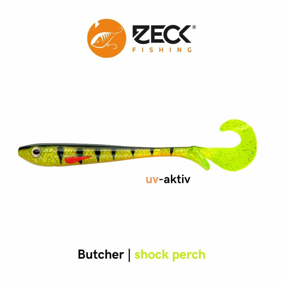 Gummifisch Hecht Zeck Butcher 25 cm Shock Perch uv-aktiv