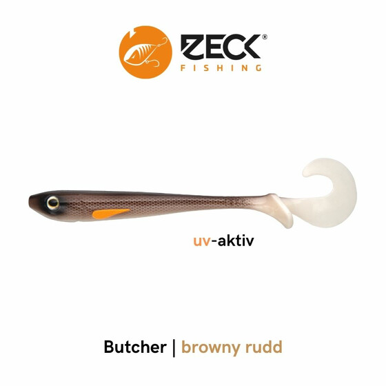 Gummifisch Hecht Zeck Butcher 25 cm Browny Rudd uv-aktiv