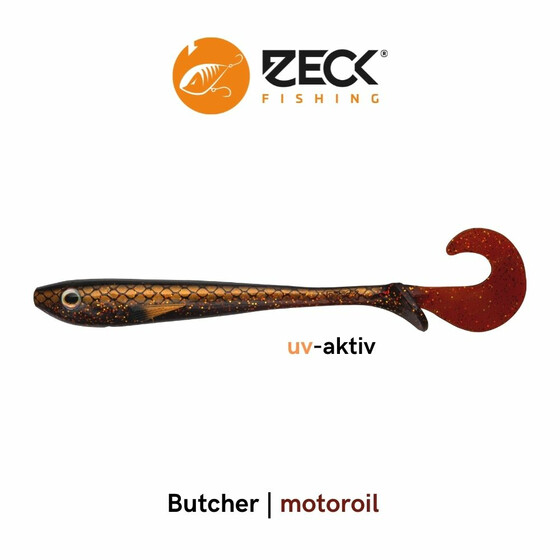 Gummifisch Hecht Zeck Butcher 25 cm Motoroil uv-aktiv