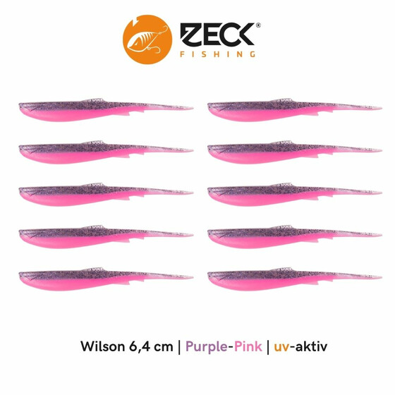 10 Zeck Wilson Drop Shot Köder 6,4 cm Purple Pink uv-aktiv