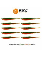 10 Zeck Wilson Drop Shot Köder 6,4 cm Green Fire uv-akt