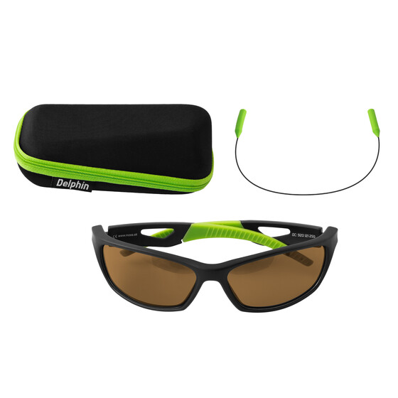 Sportbrille polarisiert mit Etui Delphin Polbrillen SG Flash braun
