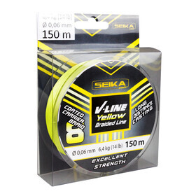 Geflochtene Schnur gelb V-Line Angelschnur 150 m Ø 0,06 mm