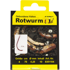 FTM Angelhaken Rotwurm Haken gebunden 4 � 0,25 mm