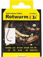 FTM Angelhaken Rotwurm Haken gebunden 12 � 0,16 mm