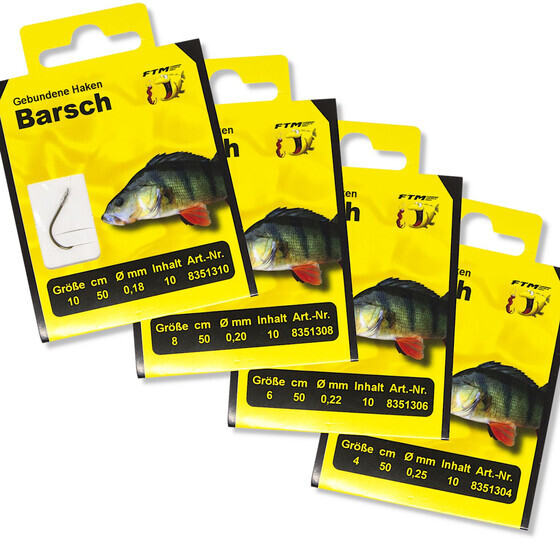 FTM Angelhaken Barsch Haken gebunden Gr. 4 - 10