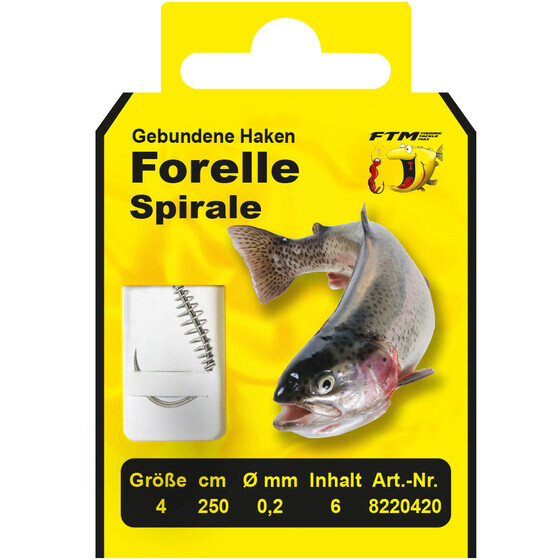 FTM Angelhaken Teig Haken Spirale Forelle 04 � 0,20 mm