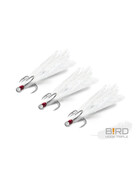 Drilling mit weißen Federn Dreifachhaken 3 Stück 