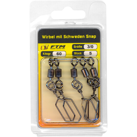 Angel Wirbel mit Schweden Snap Gr. 3/0 - 60 kg