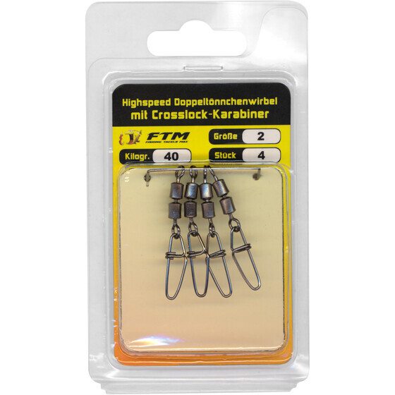 Highspeed Wirbel Doppeltnnchenwirbel mit Crosslock-Karabiner Gr. 2 - 40 kg
