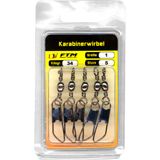 Karabinerwirbel einfacher Angel Wirbel Gr. 1 - 34 kg