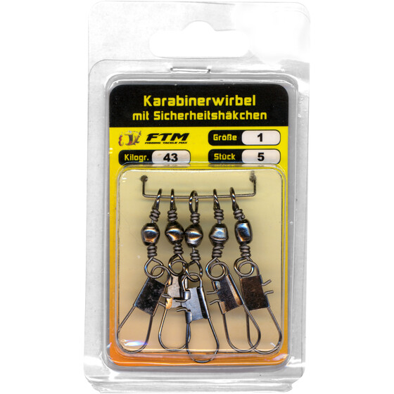 Karabinerwirbel mit Sicherheitshkchen Gr. 1 - 43 kg