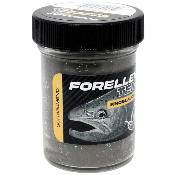 Forellenteig Knoblauch schwimmend 50 g schwarz / grau