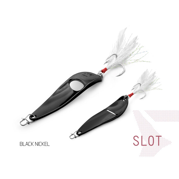 Raubfisch Blinker Delphin Slot Spoon Black Nickel 15 g