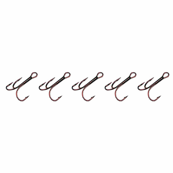 5 Stk Raubfisch Haken Drillinge rot Gr. 2/0