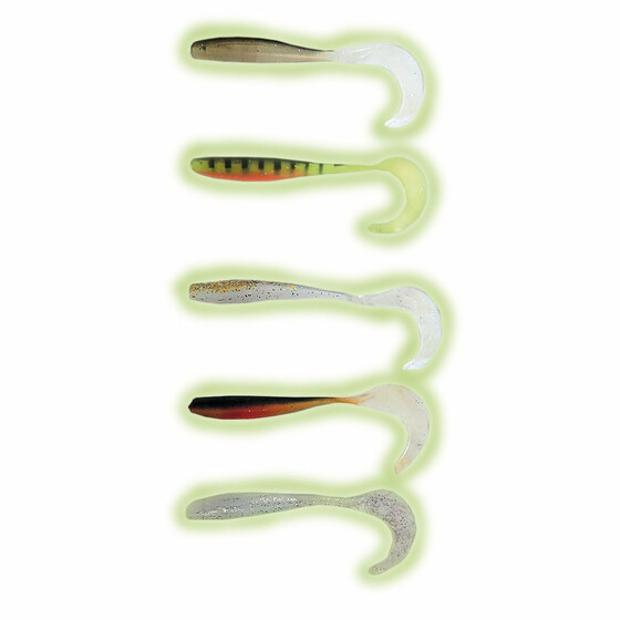 5 Stk Gummifisch Twister Leuchtköder UV Slim Tail 11 cm