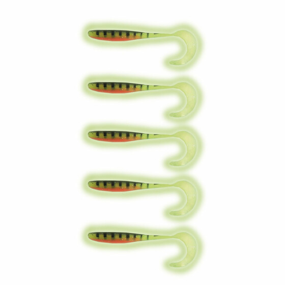 5 Stk Gummifisch Twister Leuchtkder UV Slim Tail 11 cm 02
