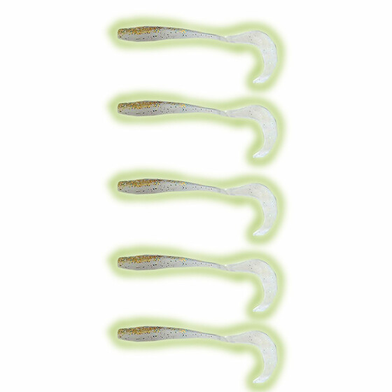 5 Stk Gummifisch Twister Leuchtkder UV Slim Tail 11 cm 03