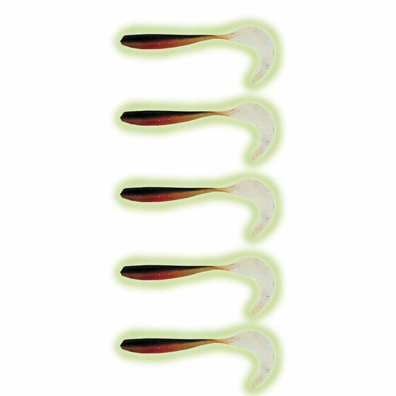 5 Stk Gummifisch Twister Leuchtkder UV Slim Tail 11 cm 04