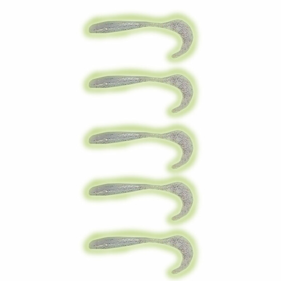 5 Stk Gummifisch Twister Leuchtköder UV Slim Tail 11 cm 05