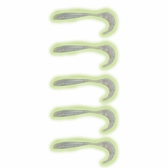 5 Stk Gummifisch Twister Leuchtkder UV Slim Tail 11 cm 05