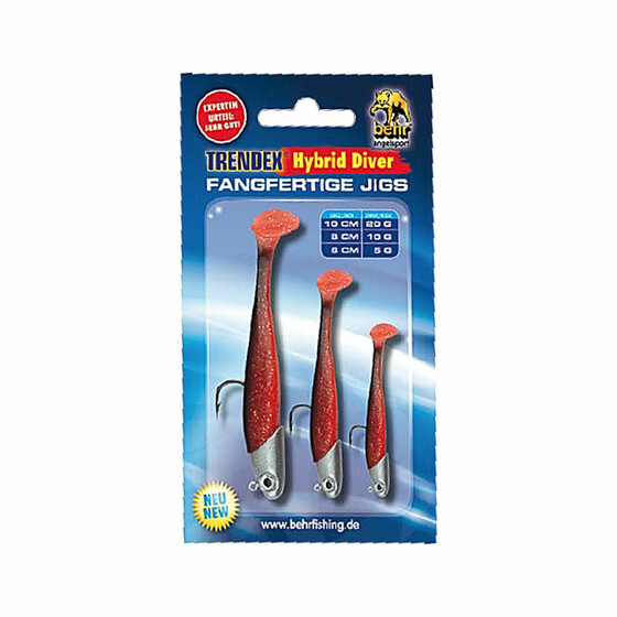 Gummifisch Kder Set Hybrid Jig rot - glitter
