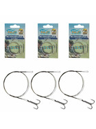 3 Stahlvorfächer mit Drilling 50 cm Stahl Vorfach Set 1