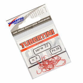 25 Forellenhaken rot Tubertini Serie 22 Gr. 8