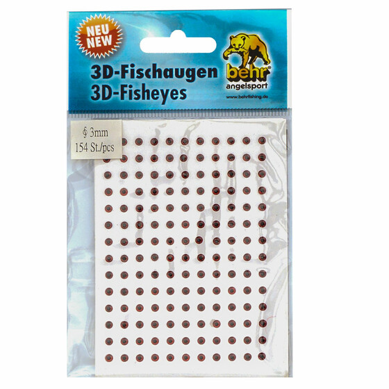 3D Klebeaugen Fischaugen rot 3 mm