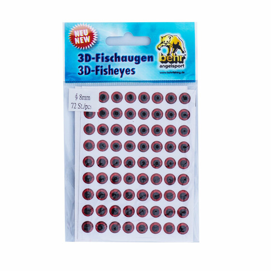 3D Klebeaugen Fischaugen rot 8 mm