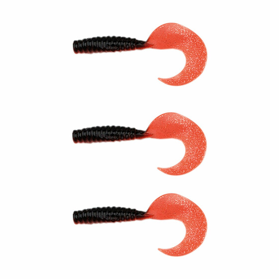 3 Hecht Twister XXL Gummikder 16 cm schwarz-rot-glitter