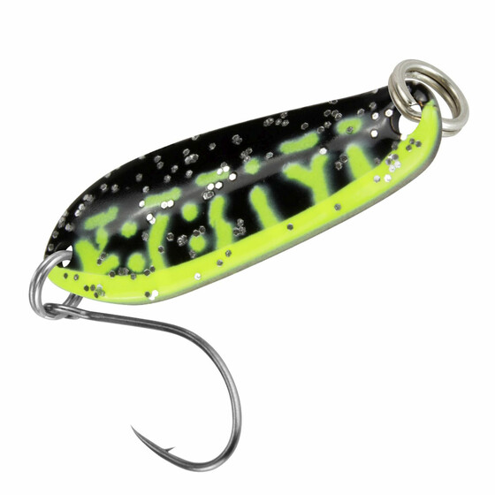 Forellen Blinker 1,6 g Trout Spoon Boogie gelb-schwarz-glitter