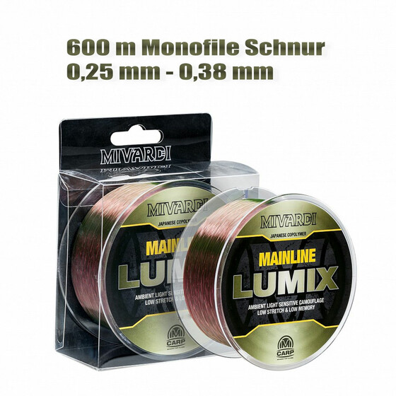 Monofile Karpfen-Schnur 600 m Mivardi Lumix  0,25 - 0,38 mm