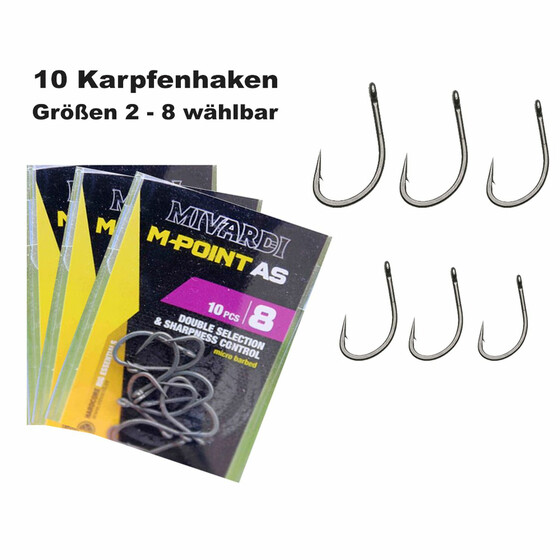 10 Karpfenhaken mit hr Allround-Haken Gr. 2 - 8