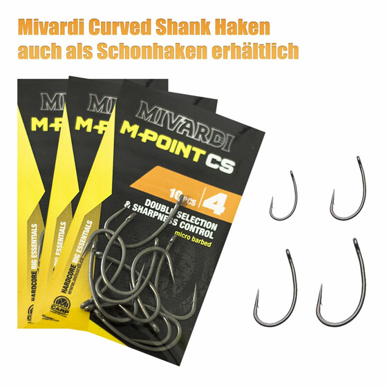 10 Karpfenhaken mit gebogenem Schaft Gr. 4 - 8