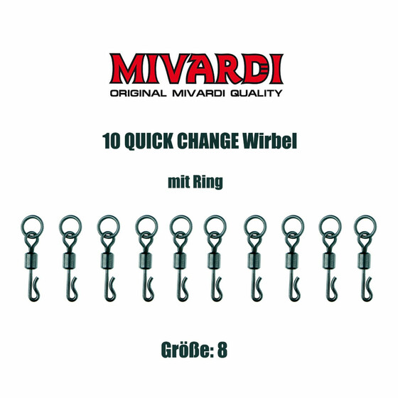 10 Karpfen Wirbel Tnnchenwirbel Gr. 8 Schnellwechsel mit Ring